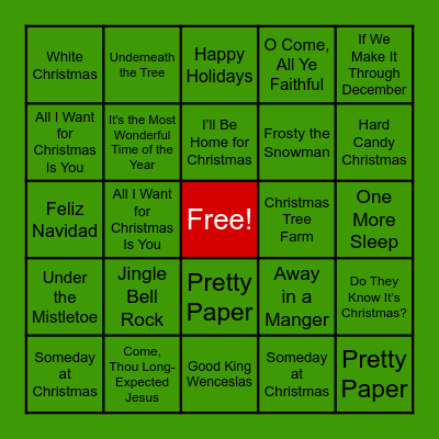 Christmas Songs Bingo Card