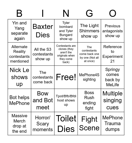 II 18 Predictions Bingo Card