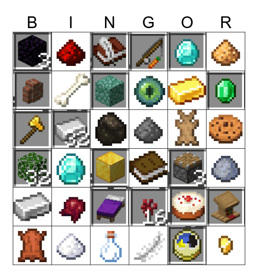 Minecraft Bingo Card