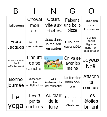 Le fermier dans son pré songs Bingo Card