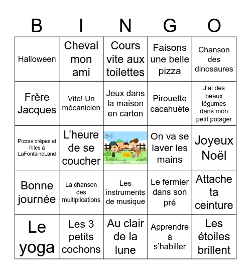 Le fermier dans son pré songs Bingo Card
