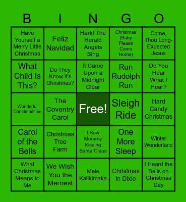 Christmas Songs Bingo Card