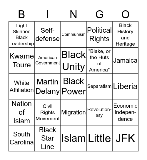 Pan-Africanism Bingo Card