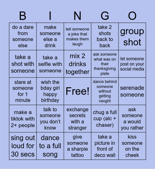 25 and thrive! Bingo Card