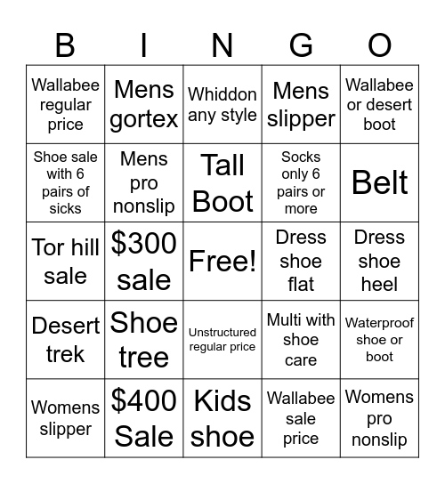 BF Weekend BINGO Card