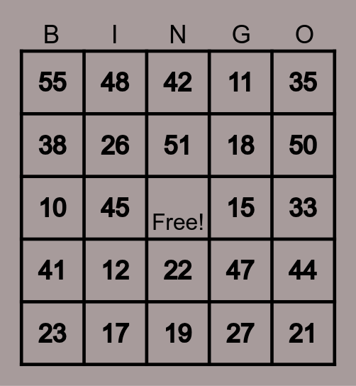 Tamboville club Bingo Card