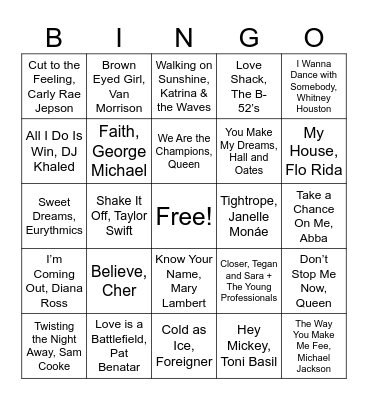 QHNS Rainbow League Bingo Card