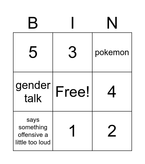 dumbass bingo Card