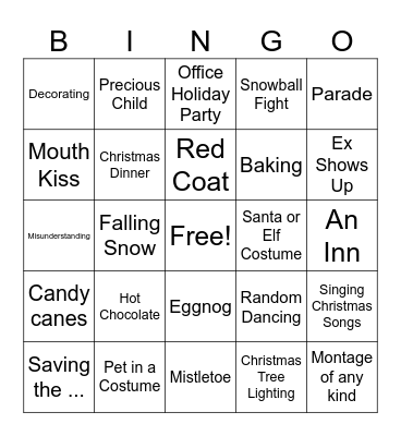 Hallmark Holiday Movie Bingo Card