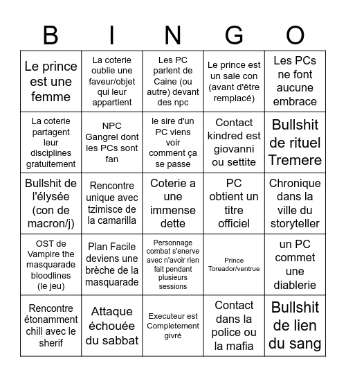 Bisous Camil Bingo Card