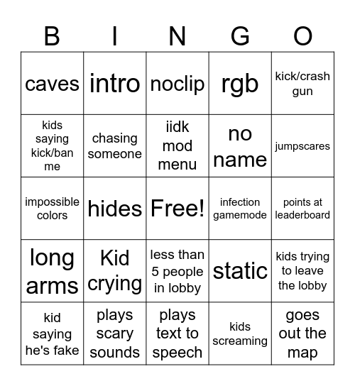 Gtag Ghost Trolling Bingo Card