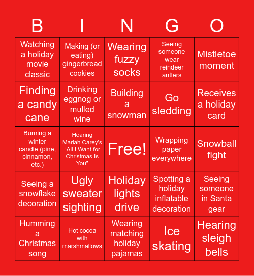 Winter Bingo 2024 Bingo Card