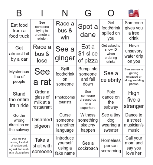 Jesse Laurits Loui Adventure Bingo Card