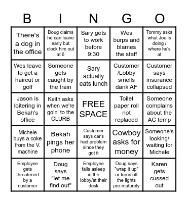 TWA OFFICE Bingo Card