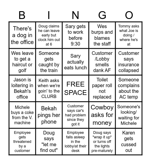 TWA OFFICE Bingo Card