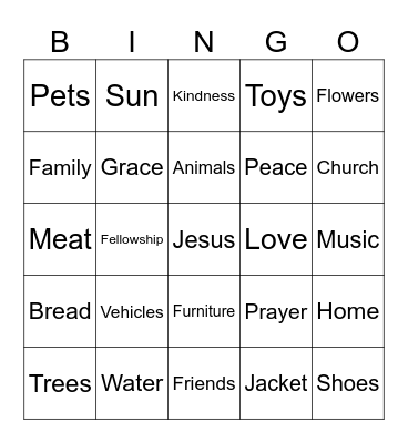 Thankful Bingo Card