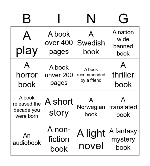 Book bingo 2025 Bingo Card