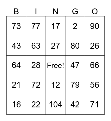 Untitled test Bingo Card