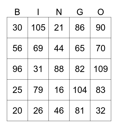 Untitled test Bingo Card