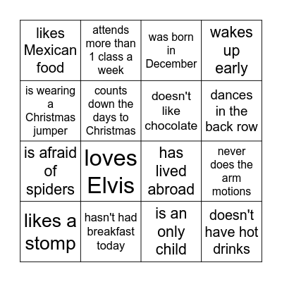 Find someone who... Bingo Card