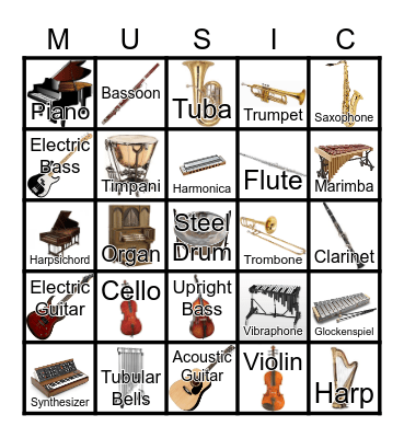 Musical Instruments Bingo Card