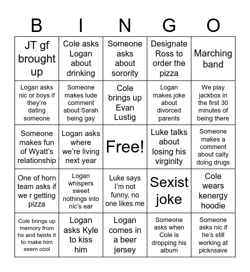 Friendsgiving Bingo Card