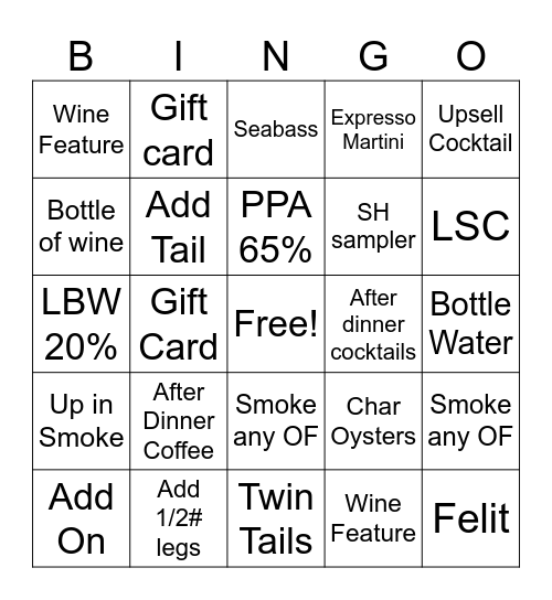 Server Bingo Dec 1 - 7 Bingo Card