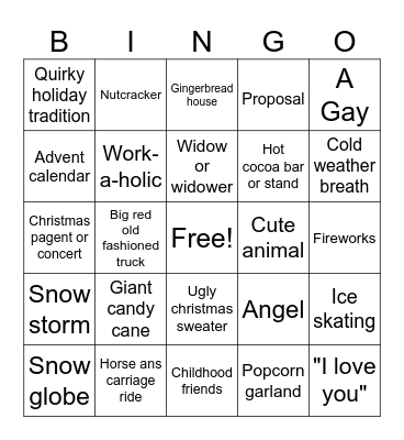 Christmas Movie Bingo Card