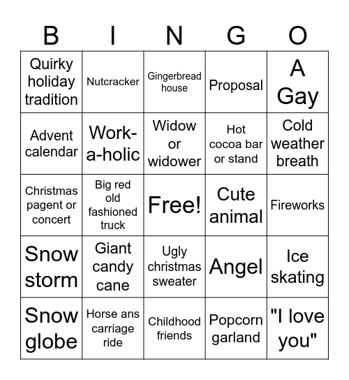 Christmas Movie Bingo Card