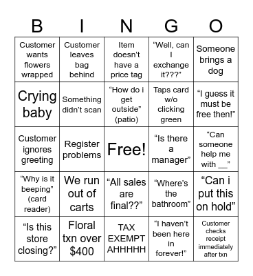 The Pottery Bingo Card
