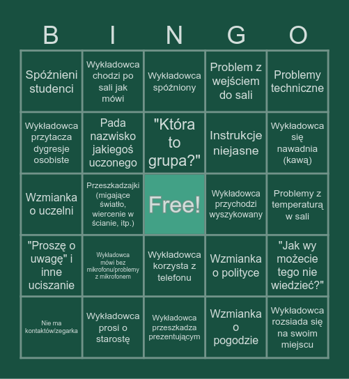 Bingo Akademickie: Socjologia SGGW Bingo Card