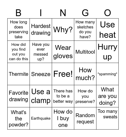 Etch a sketch Bingo Card