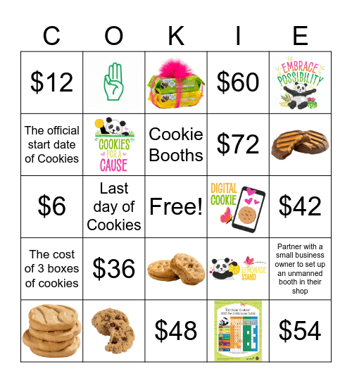 Cookie Bingo Card