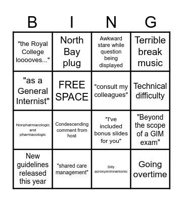 IMR Bingo Card