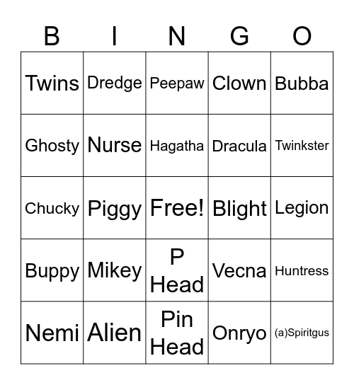 Who's that killer!!!! (ITS PIKACHU) Bingo Card