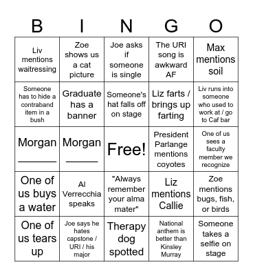 Dec Graduation Bingo Card