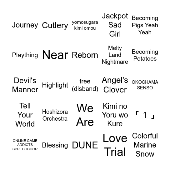 picture perfect bingo Card
