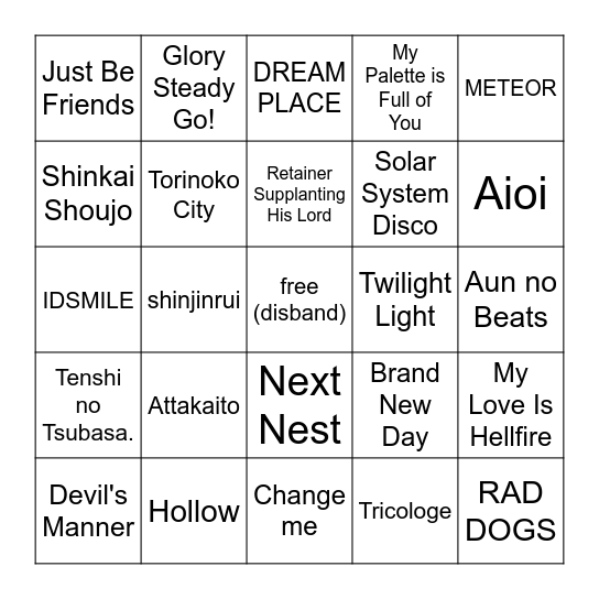 picture perfect bingo Card