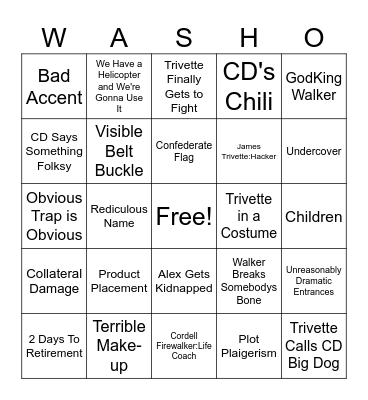 Walking The Texas Ranger Bingo Card