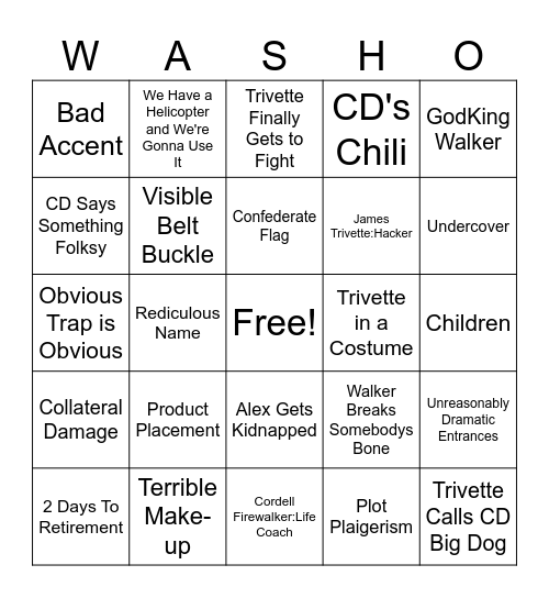 Walking The Texas Ranger Bingo Card
