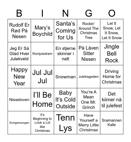 JULEBINGO Card