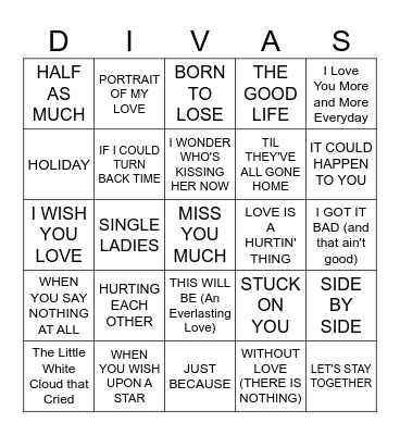 Music Bingo #72 - CROONERS & Bingo Card