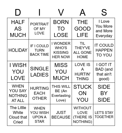 Music Bingo #72 - CROONERS & Bingo Card