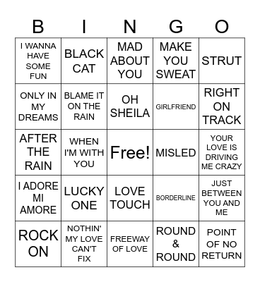 GATORS 80'S & 90'S HITS Bingo Card