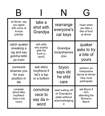 Winget Thanksgiving card2 Bingo Card