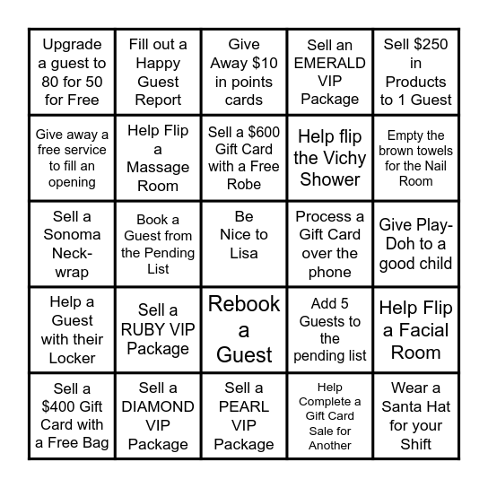 Busy Season Bingo Card