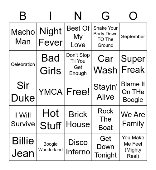 Disco Bingo Card