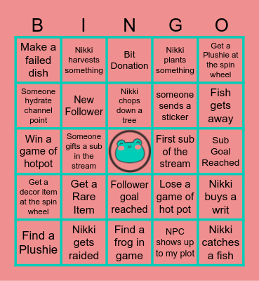 Nikki’s Bingo Bash Bingo Card