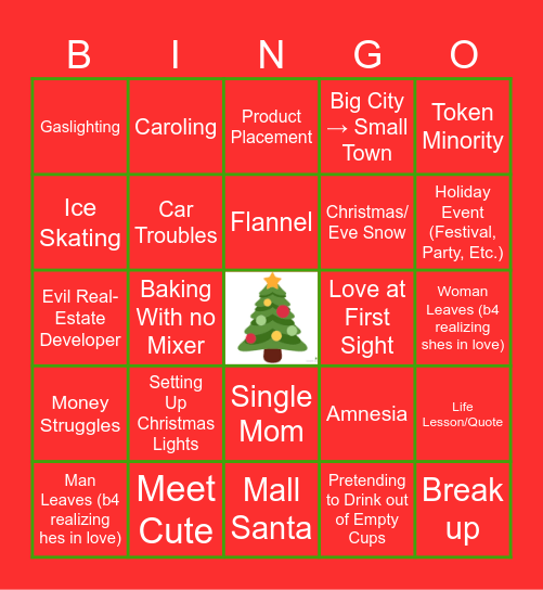 Hallmark Movie Bingo Card