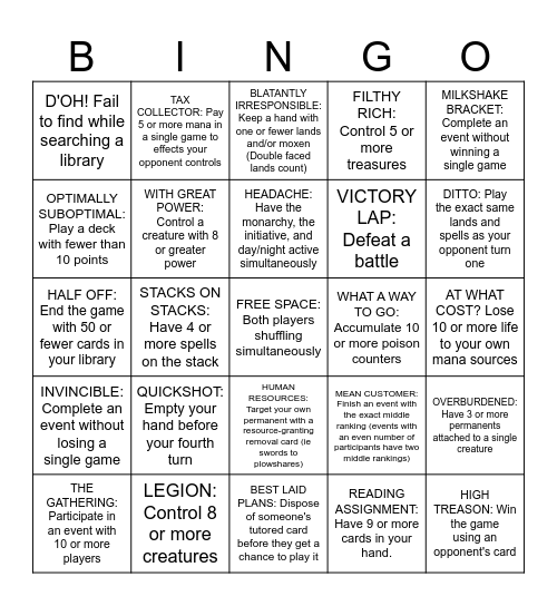 Kanlander Achievement Bingo Card
